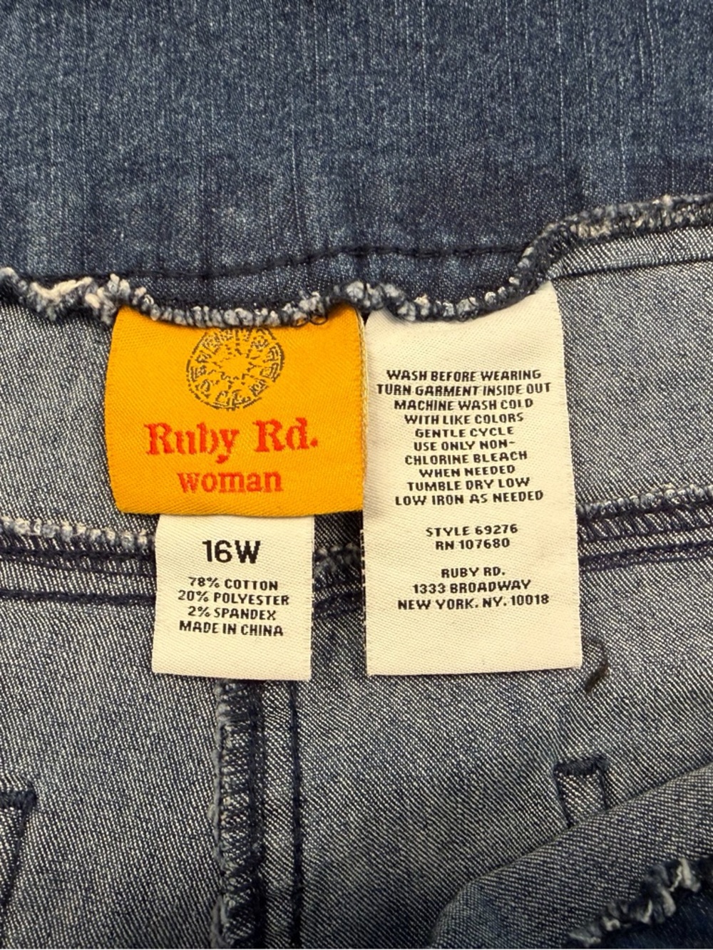 Ruby Rd Denim Jean Pull-on Capris Sz 16W - Picture 5 of 5